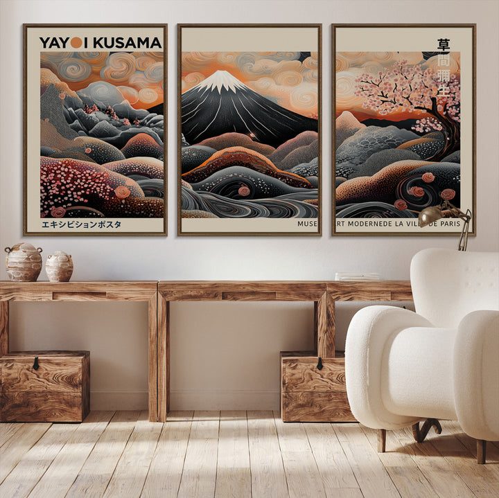 Yayoi Kusama Wall Art Canvas, Large Abstract Print, Framed Kusama Polka Dot Art Print, Yayoi Kusama Wall Decor
