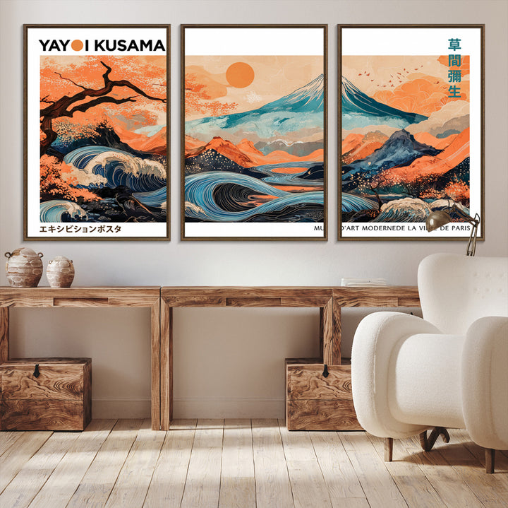 Yayoi Kusama 1986 Wall Art Print – Yayoi Kusama Wabi Sabi Japanese Wall Art Print - Vibrant Abstract Landscape Canvas – Ready-to-Hang Print