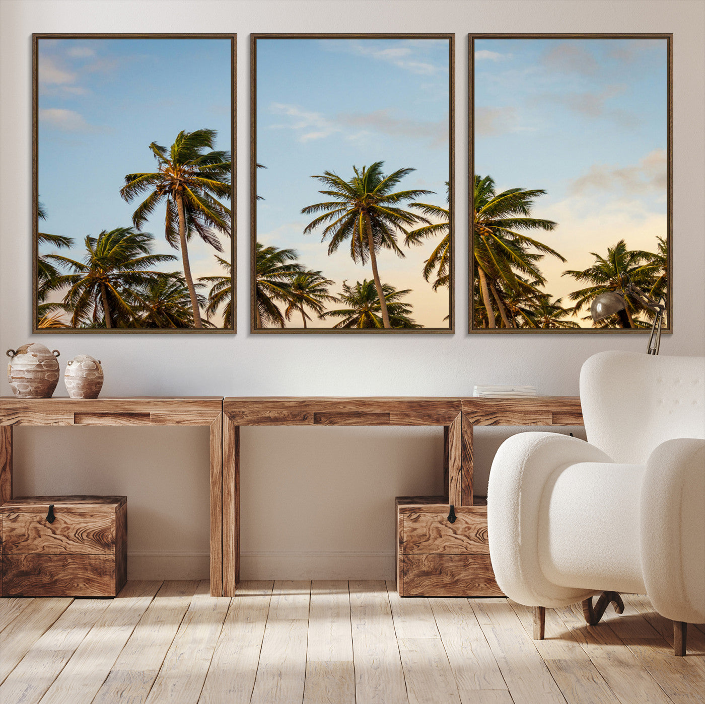 99033771-MGV-CV-36X24-Palms Wall Art Canvas Print, Framed Tropical Art Picture Print, Coastal Perfect Coastal Decor Artwork