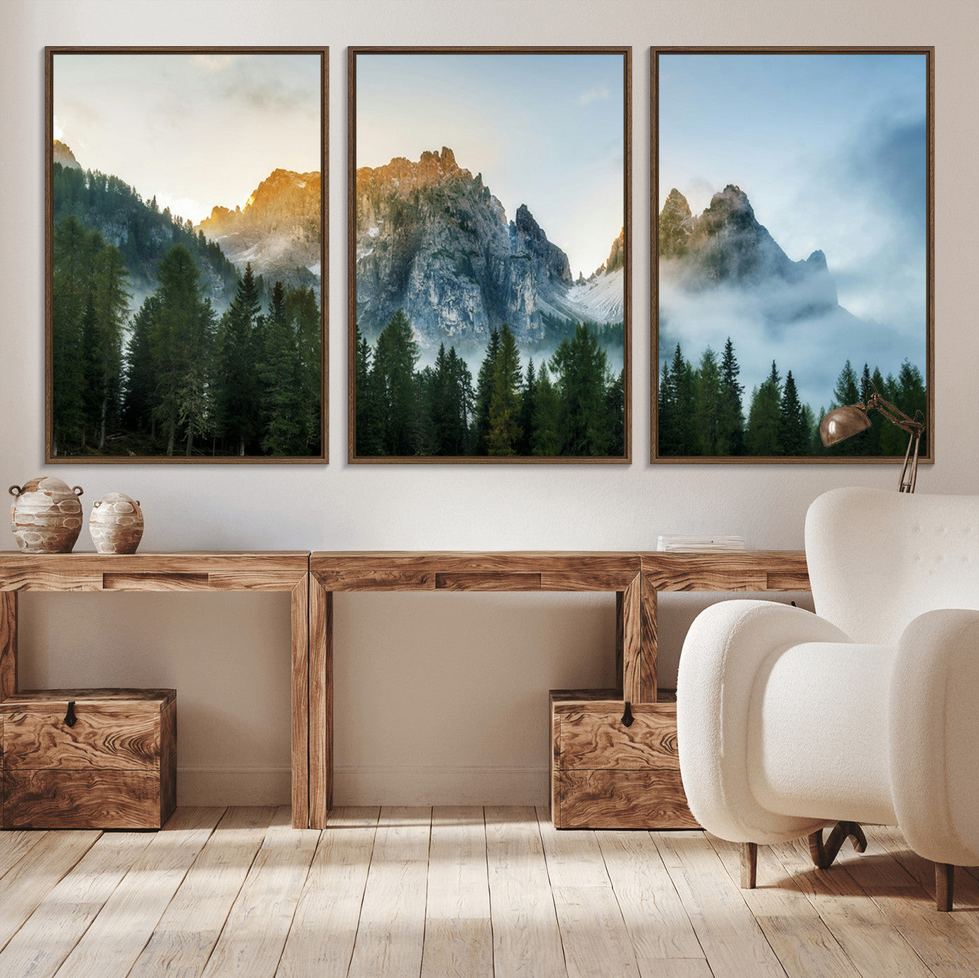 21145440-MGV-CV-36X24-Wilderness Wall Art Canvas Print – Misty Forest Nature Landscape Photography Rustic Scenic Artwork for Home, Office