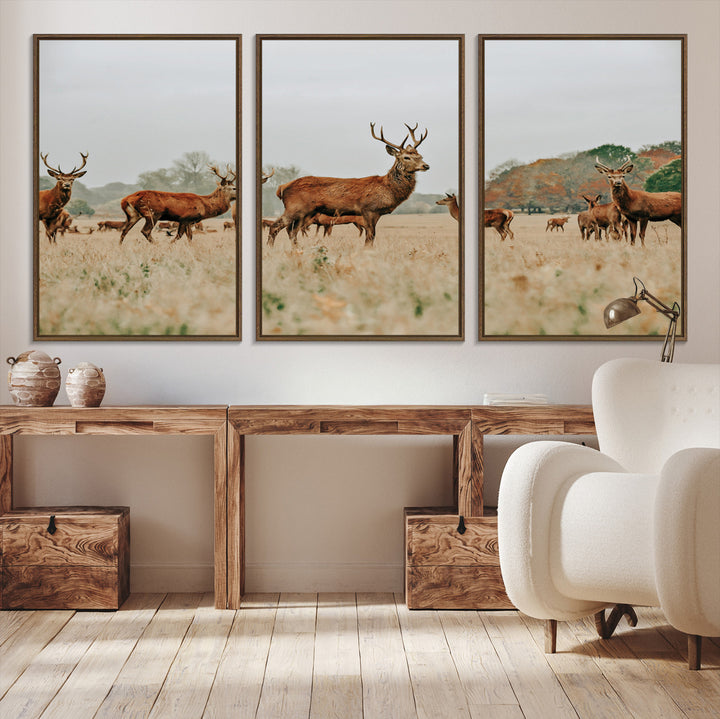 Rustic Deer Print Wall Art Canvas Print