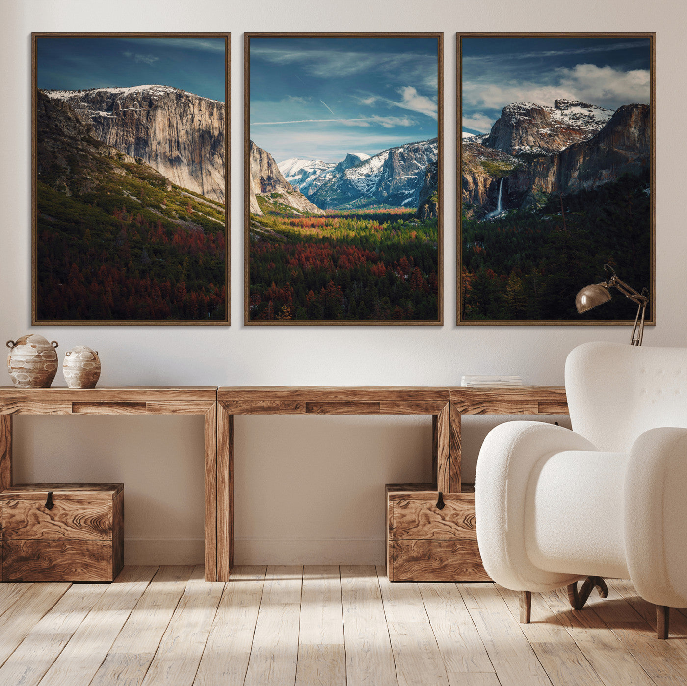 15244033-MGV-CV-36X24-Yosemite National Park Wall Art Canvas Print – Framed Mountain Landscape El Capitan Rustic Nature Artwork for Home, Office