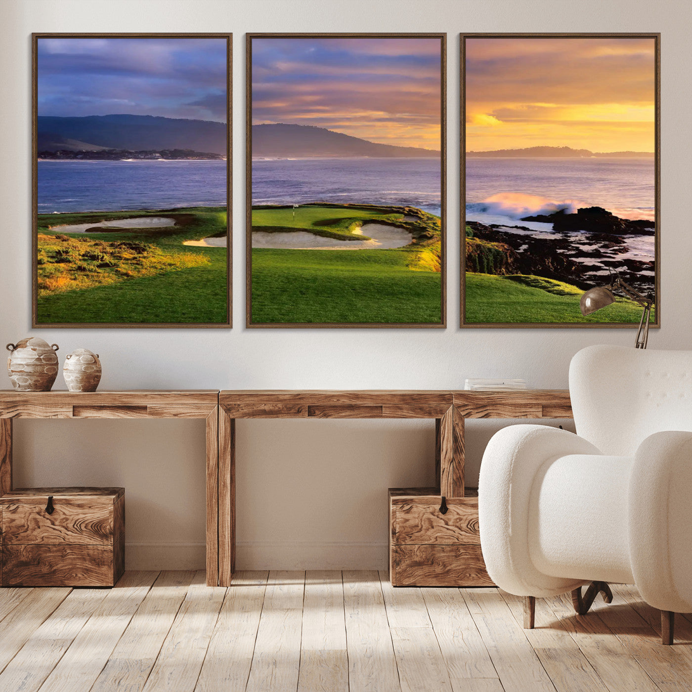 73699248-MGV-CV-36X24-Pebble Beach Golf Wall Art Canvas Print – Iconic Coastal Golf Course Artwork for Home, Office, Living Room