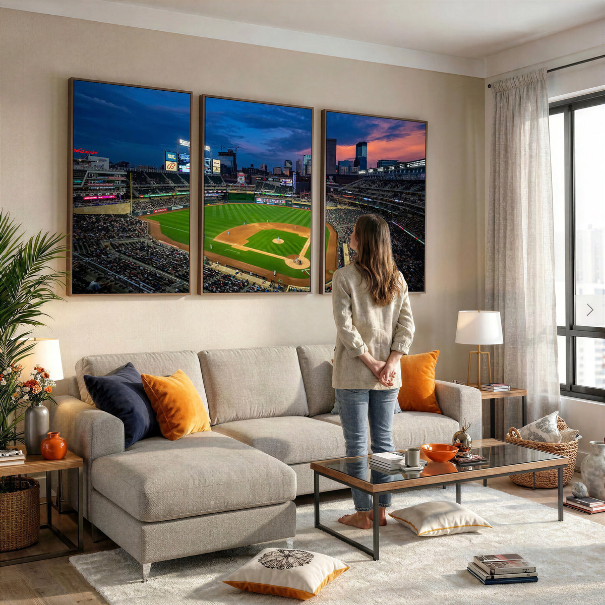 68222753-MGV-CV-36X24 - Target Field Wall Art Canvas Print, Baseball Stadium Scene