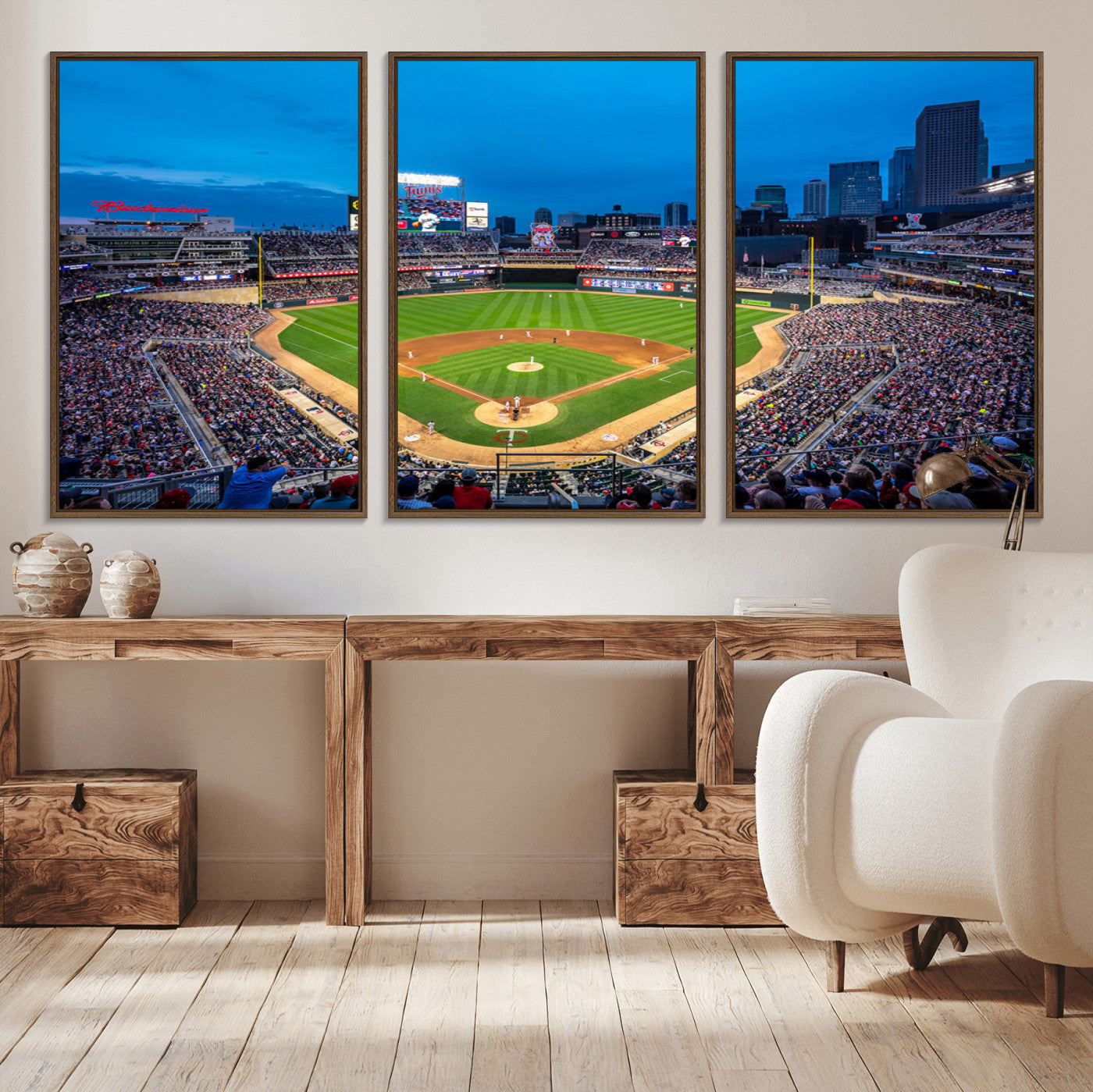 77273035-MGV-CV-36X24-Target Field Stadium Wall Art Canvas Print – Minnesota Twins Baseball Team Iconic Ballpark Scene for home, office