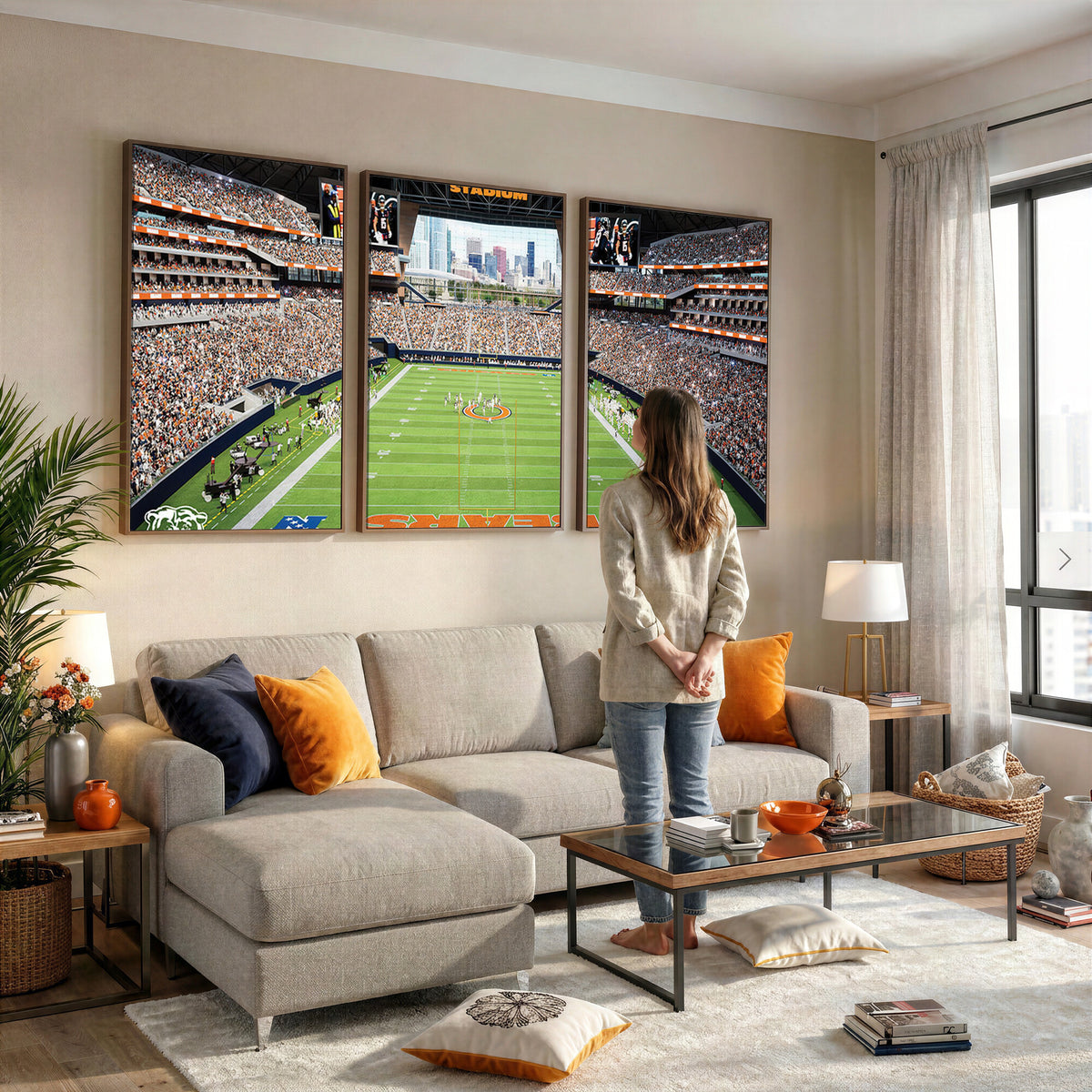76935553-PAN-FL-20X10 - Chicago Bears Soldiers Field Wall Art Canvas Print, Home Office Wall Decor