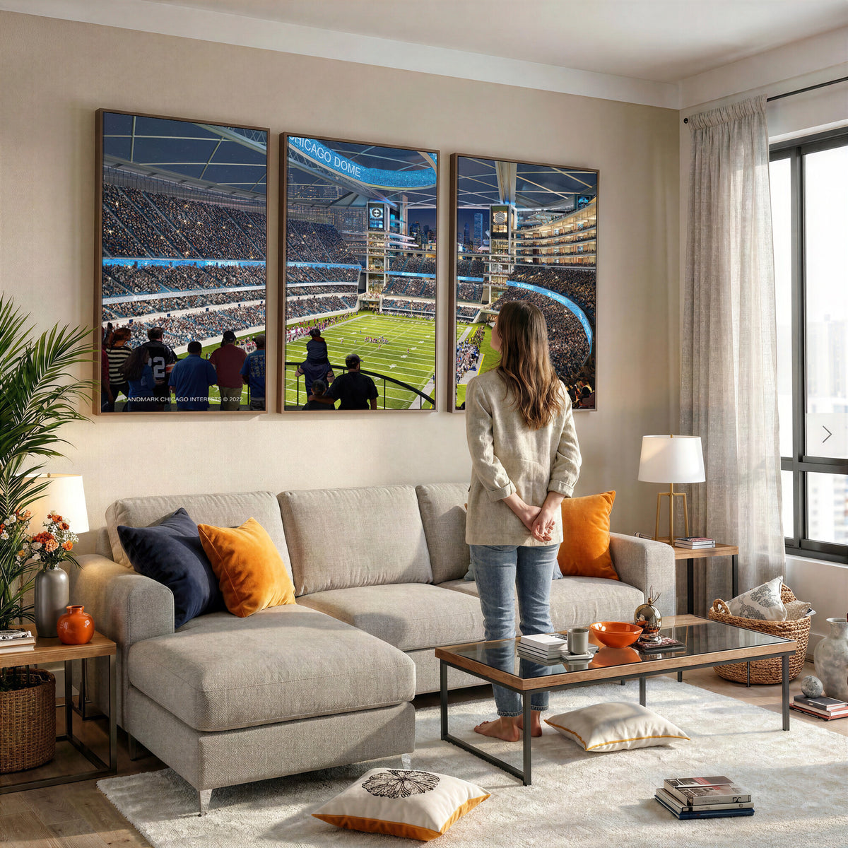 41816511-MGV-CV-36X24 - Chicago Dome Stadium Wall Art Canvas Print, Framed Modern Decor