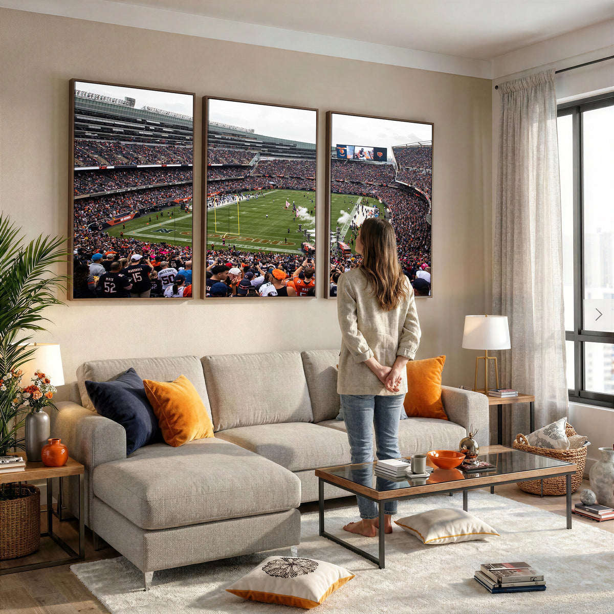 18347149-MGV-CV-36X24 - Chicago Bears Soldier Field Wall Art Canvas Print – Framed Football Stadium Artwork Team Spirit for home, office
