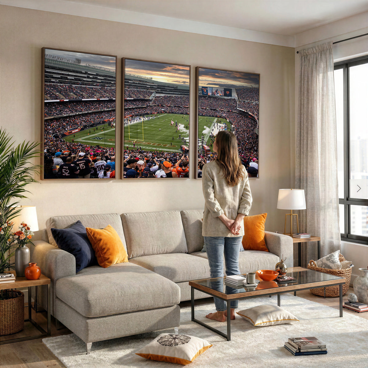 87578930-PAN-FL-20X10 - Chicago Bears Soldiers Field Wall Art Canvas Print, Home Bar Wall Decor