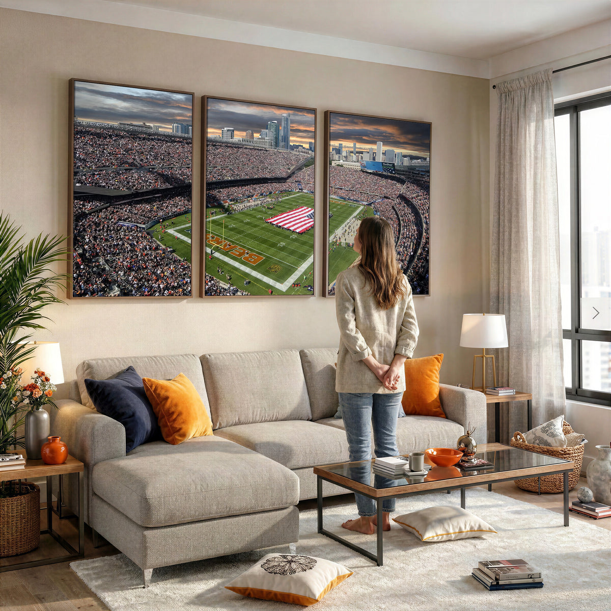 98106777-PAN-FL-20X10 - Chicago Bears Soldiers Field Wall Art Canvas Print, Extra Large Game Room Wall Decor