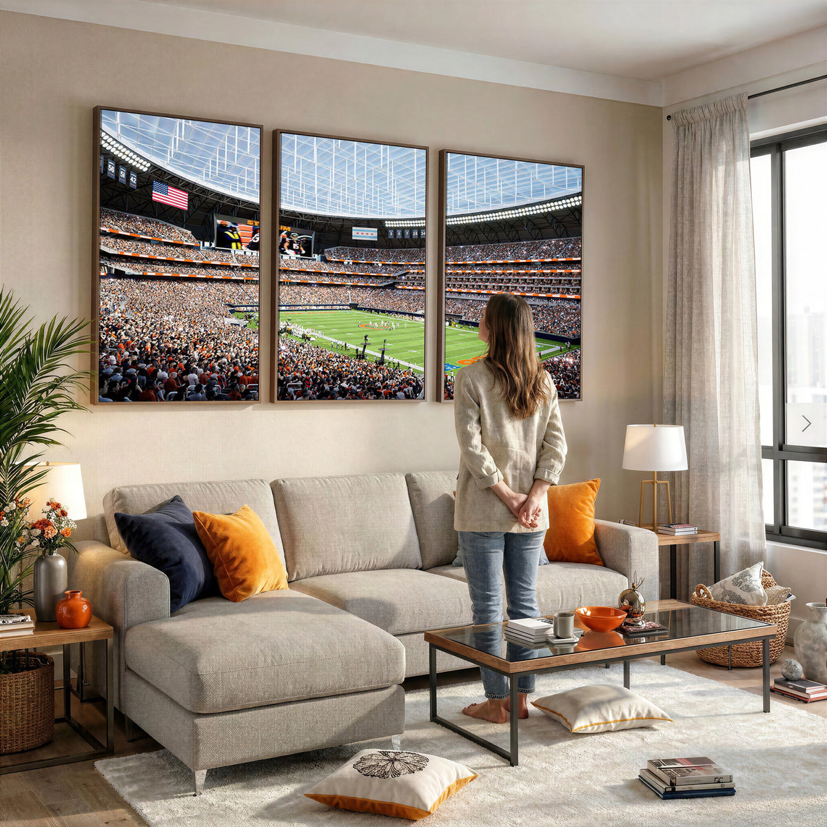 32530647-PAN-FL-20X10 - Chicago Bears Soldiers Field Wall Art Canvas Print, Framed and Ready to Hang
