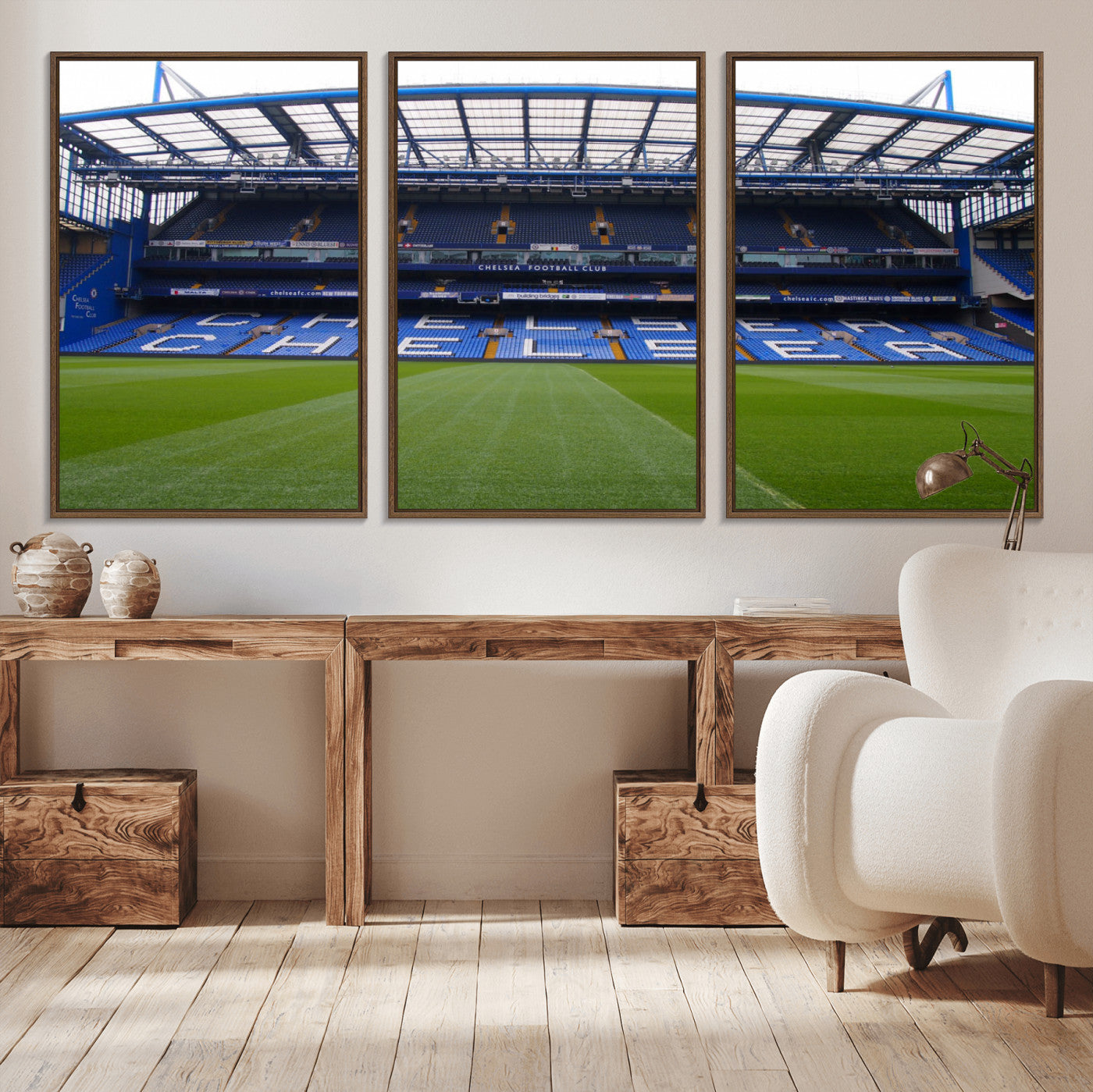 38616413CHELSA-MGV-CV-36X24-Stamford Bridge Chelsea Football Stadium Canvas Wall Art Print – Immersive Stadium Experience for Soccer Fans – Ready to Hang