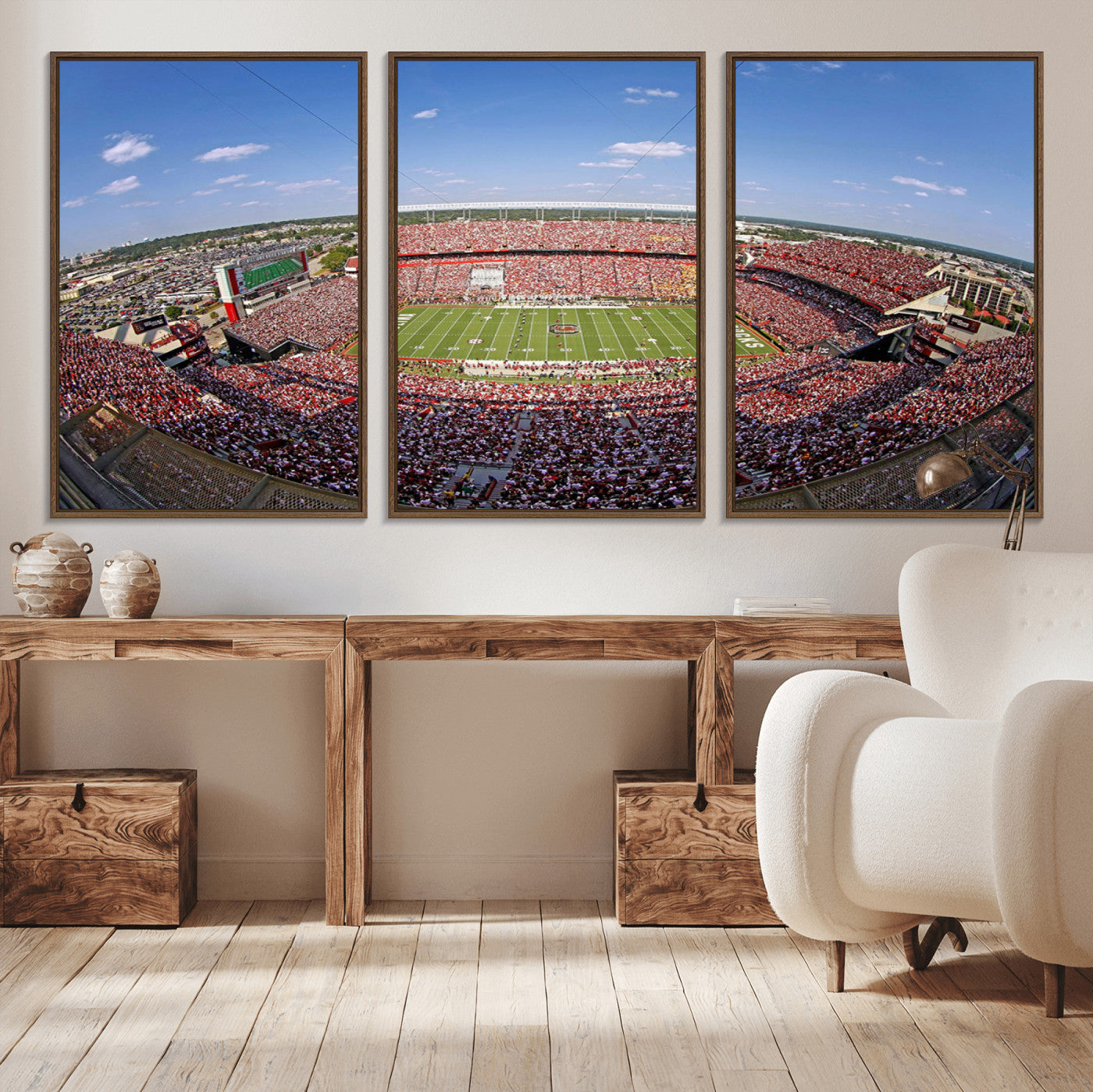 29492070-MGV-FC-60X30-3P - William Brice Stadium Wall Art Canvas Print – Stadium Crowd Sports Field Outdoor Event Football Game Artwork for Home Office
