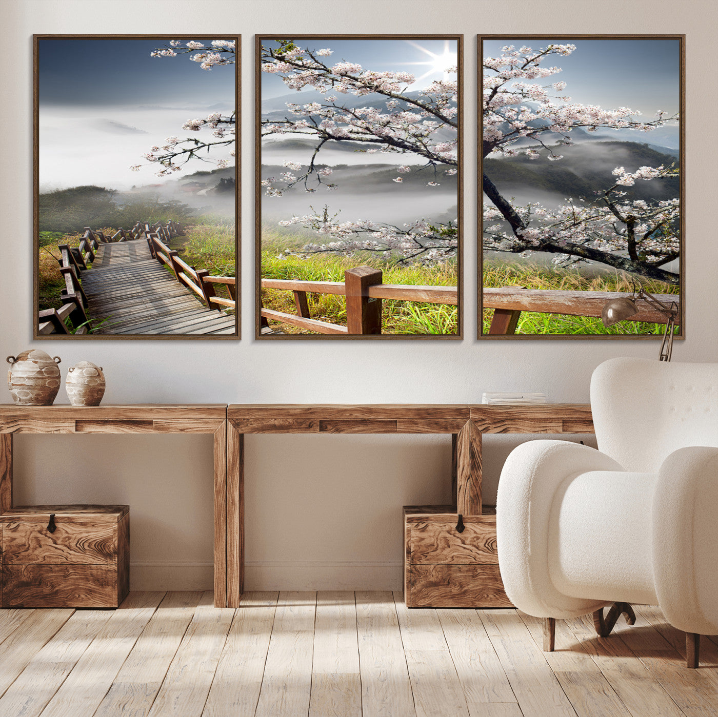 34632598CRY-MGV-CV-36X24-Sakura Cherry Blossom Pathway Canvas Wall Art – Tranquil Walk Through Blossoming Nature – Ready to