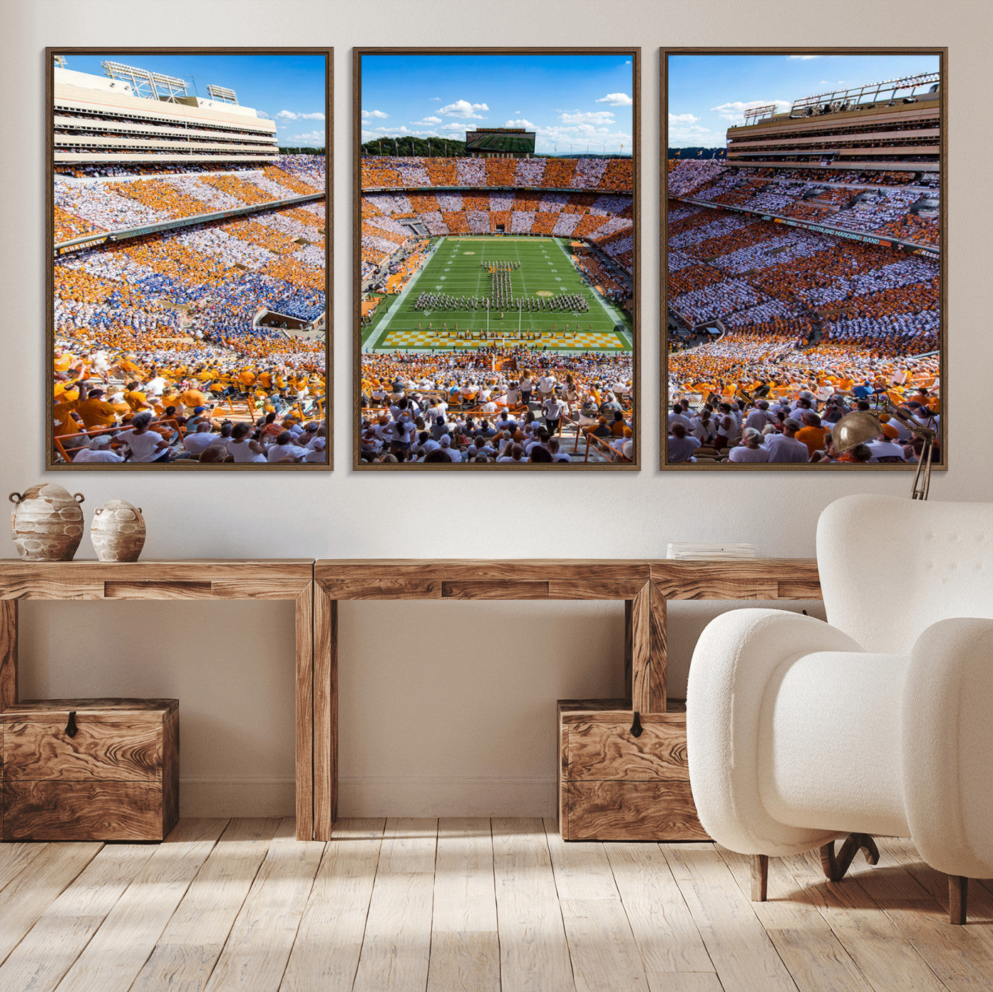 77097951-MGV-CV-48X32-3P-Tennessee Neyland Stadium Wall Art, Sports Arena Canvas Print, Panoramic Stadium Artwork for Home, Office