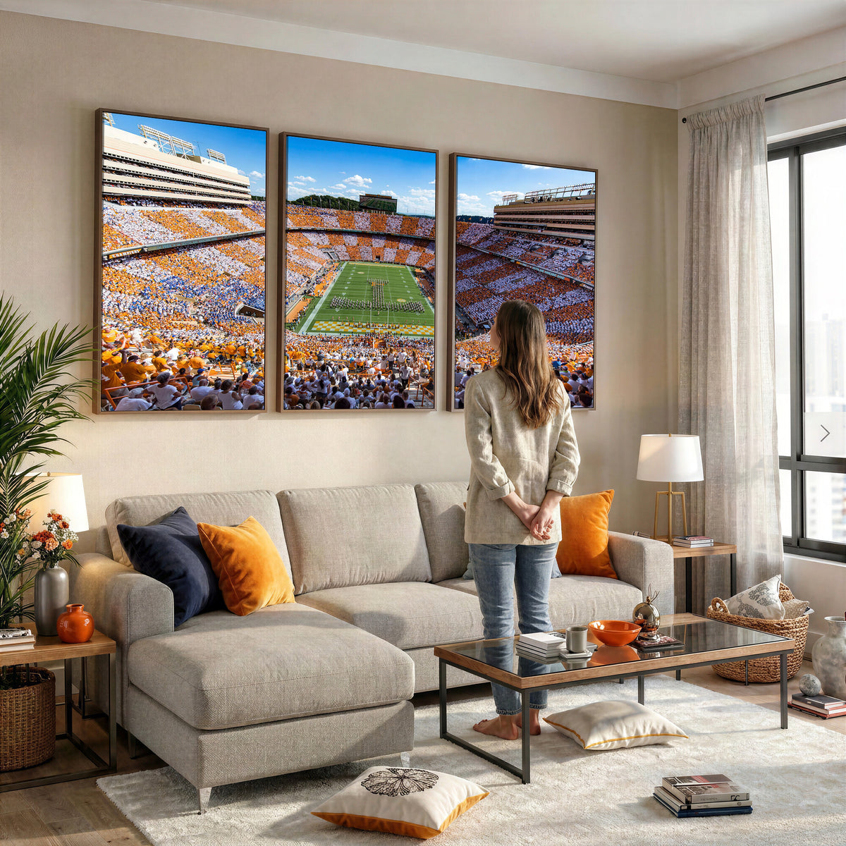 77097951-MGV-CV-36X24 - Tennessee Neyland Stadium Wall Art, Sports Arena Canvas, Extra Large Game Room Wall Decor
