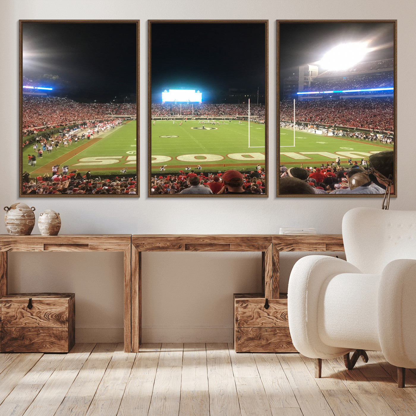 16230786-MGV-CV-48X32-3P-Dooley Stadium Wall Art, Sports Arena Panoramic Canvas Print, Modern Stadium Artwork for Home, Living Room, Office