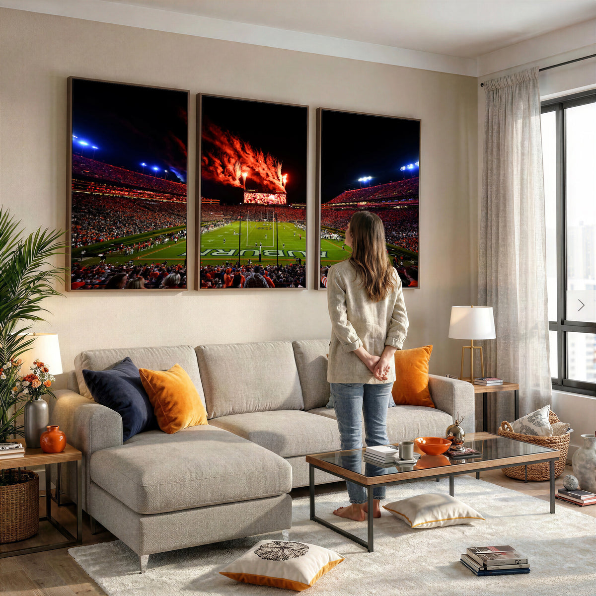59046876-MGV-CV-36X24 - Jordan-Hare Football Stadium Wall Art Canvas Print, Football Stadium Aerial View