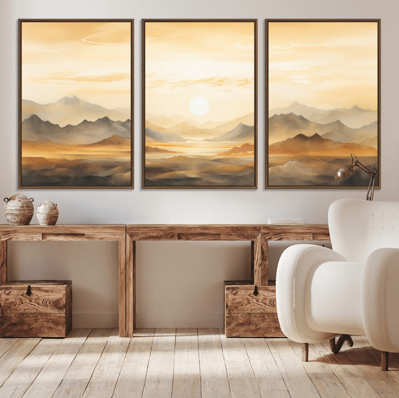 Nihat1-29-MGV-CV-36X24-Sepia Color Abstract Mountain Wall Art Canvas Print