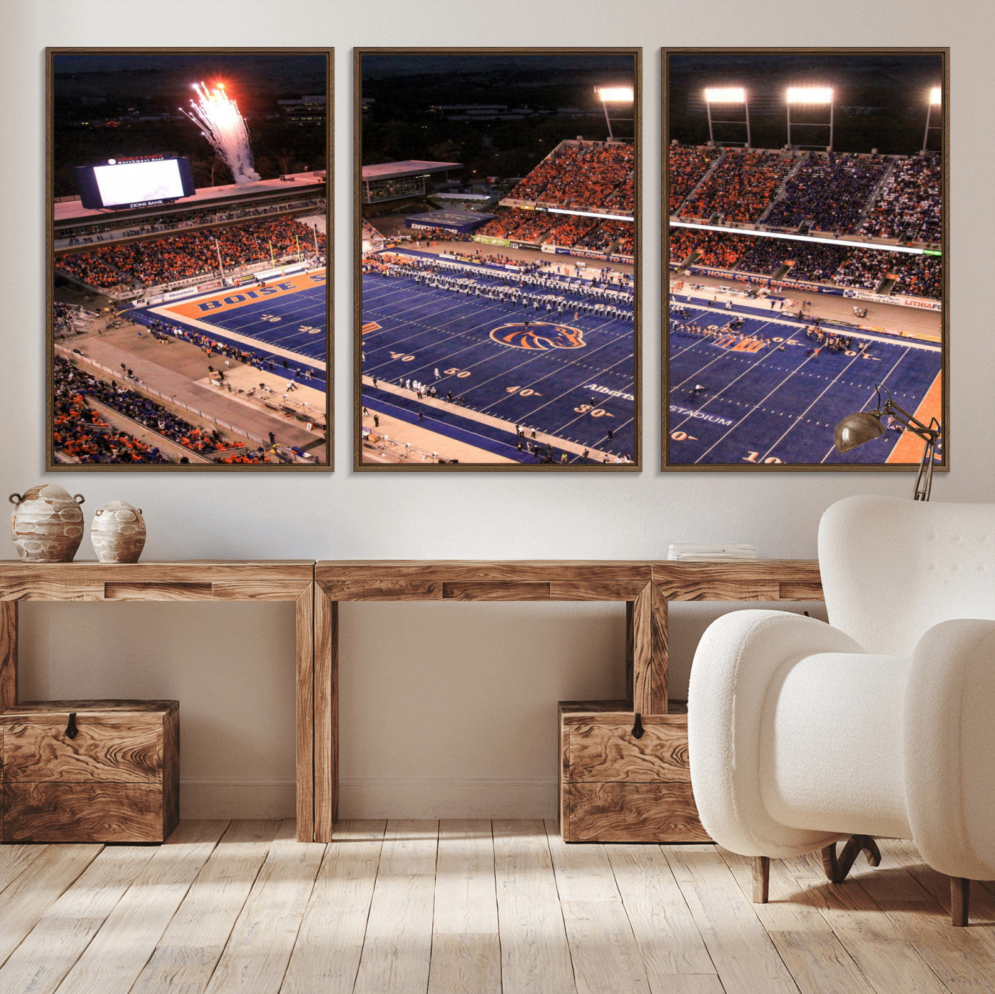 BS1001S-MGV-FC-60X30-3P - Boise State Broncos Albertsons Stadium Wall Art Canvas Print