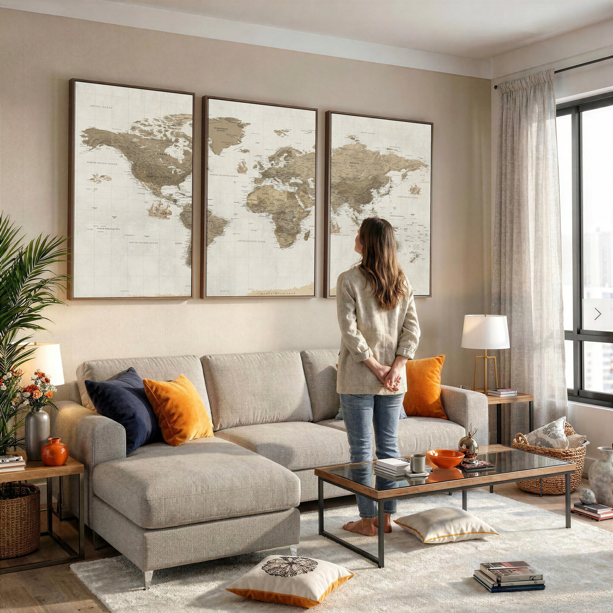 28283260-MGV-CV-36X24 - Detailed World Map Wall Art Canvas Print
