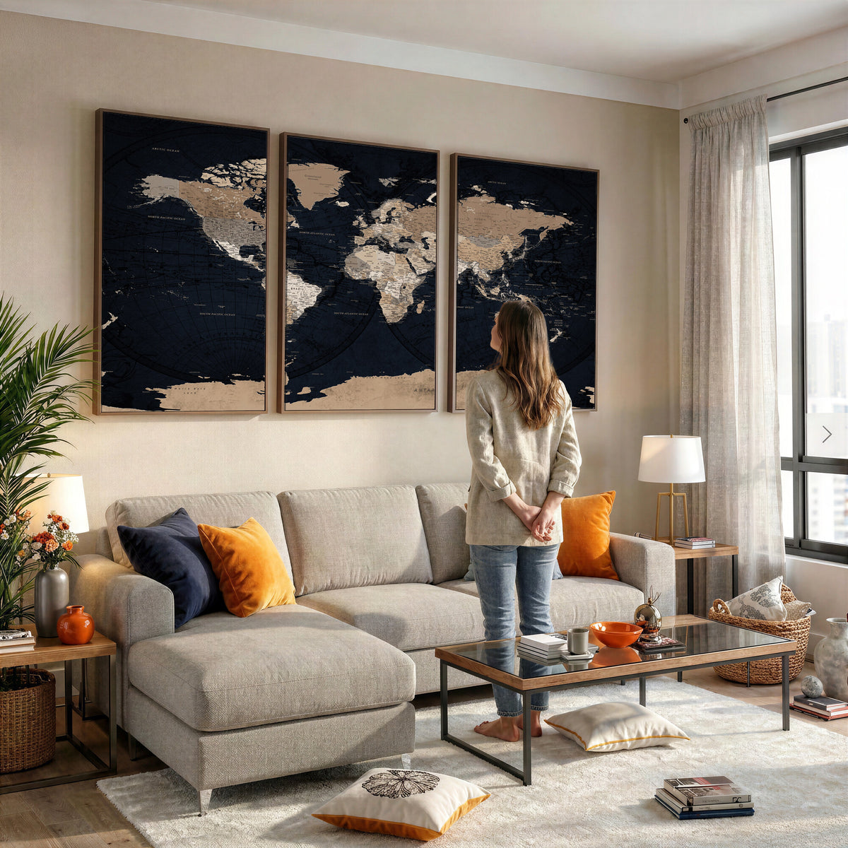 25812727-MGV-CV-36X24 - Grunge Wall Art World Map Canvas Print