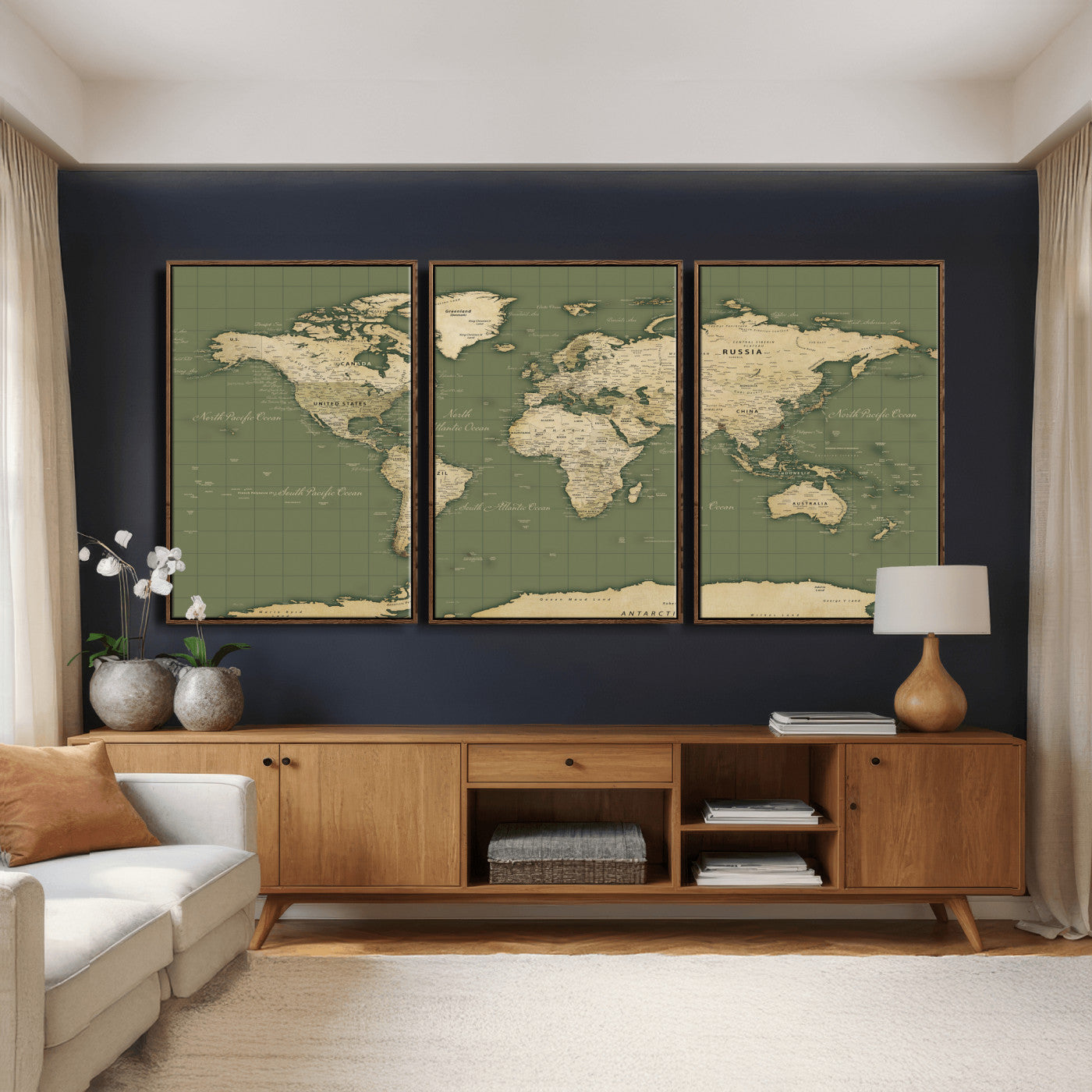 13750241-MGV-CV-36X24 - World Map Wall Art Canvas Print, Modern Decorative Framed Map Artwork Prints for Living Room, Office, Bedroom Wall Decor