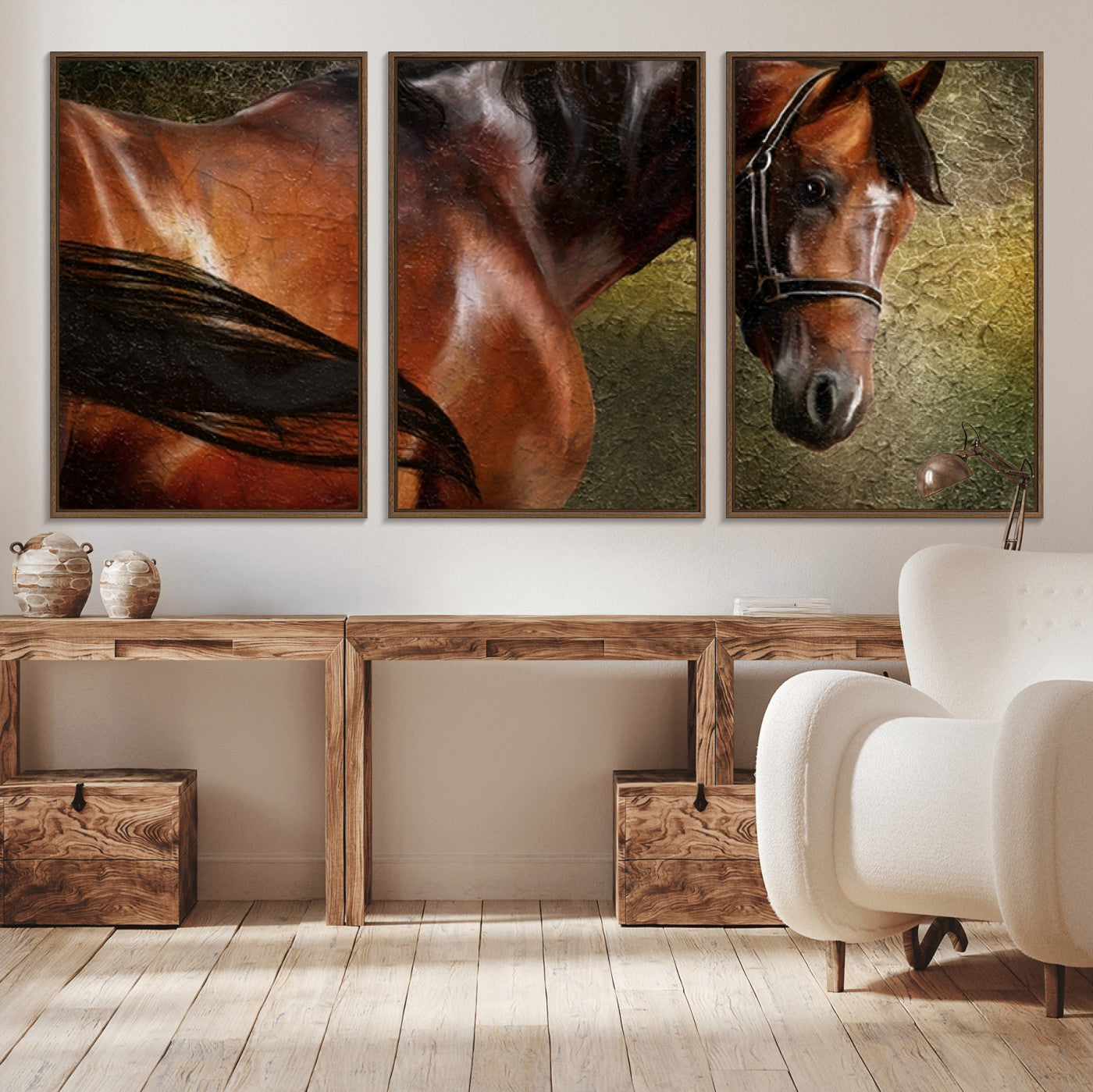 76810-MGV-CV-36X24-Majestic Brown Horse Wall Art Canvas Print – Framed Equestrian Artwork with Elegant Stallion Artwork for Home or Office Decor