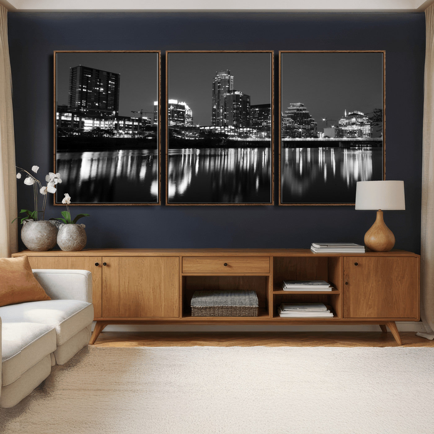 38129554-MGV-CV-36X24 - Austin Skyline Wall Art Canvas Print, Austin Downtown Night Cityscape Print for Modern Urban Wall Decor