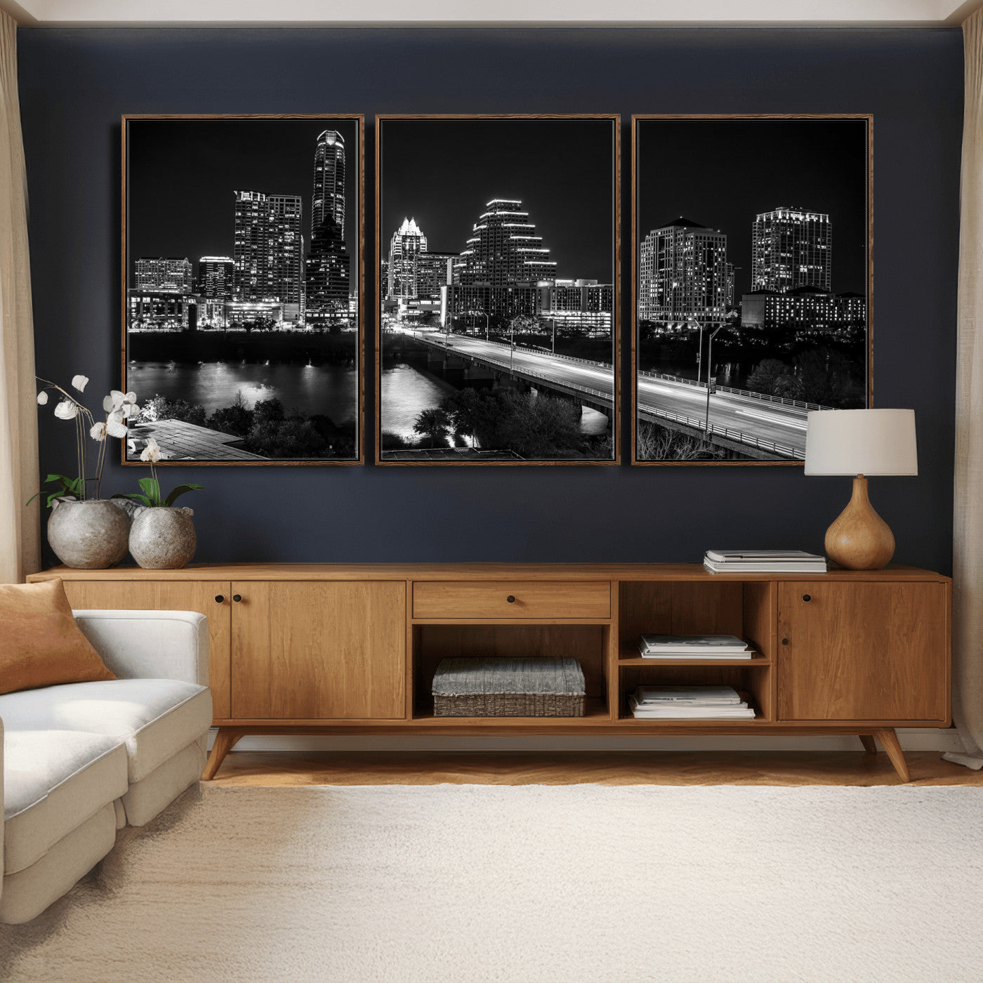 37531750-MGV-CV-36X24 - Austin Skyline Wall Art Canvas Print, Austin Downtown Night Cityscape Print for Modern Urban Wall Decor
