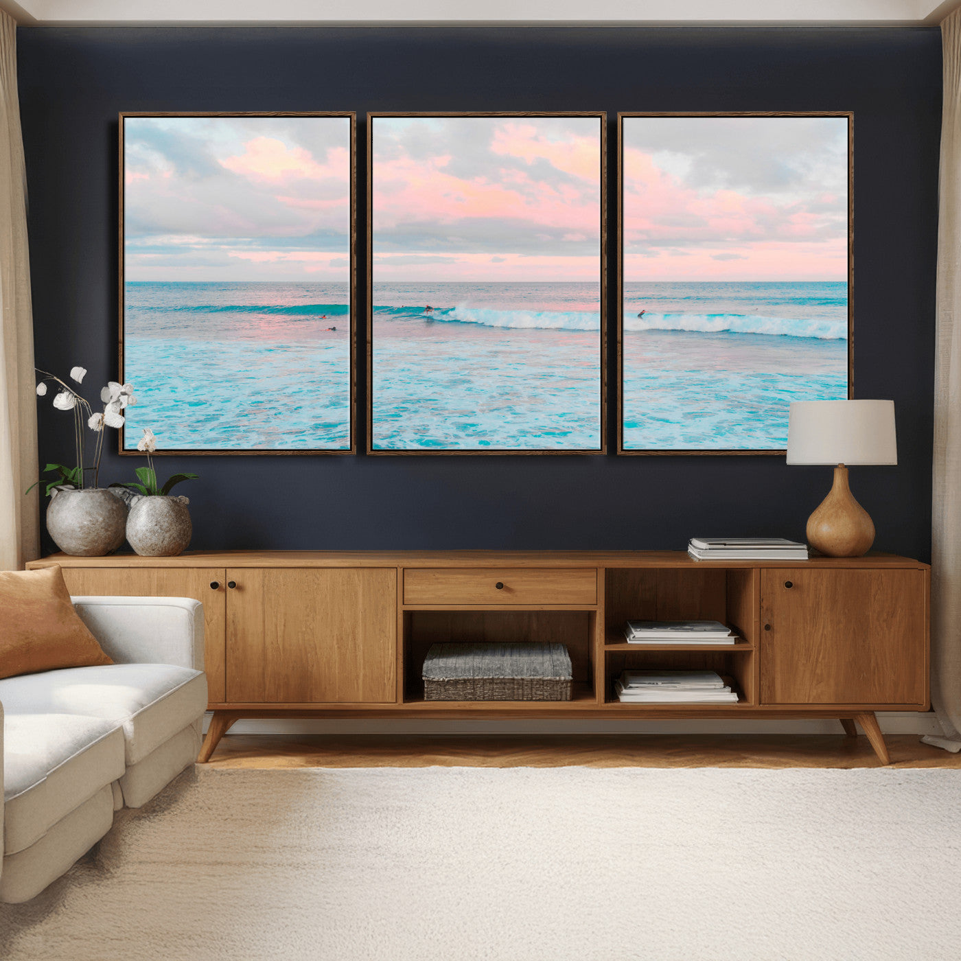 73216461-MGV-CV-36X24 - Ocean Wave Wall Art Canvas Print, Pastel Surf Seascape Photography, Coastal Beach Wall Decor