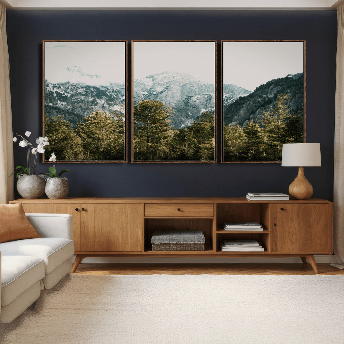 48479662-MGV-CV-36X24 - Mountain Forest Wall Art Canvas Print, Alpine Landscape Nature Photography, Moody Wilderness Wall Decor