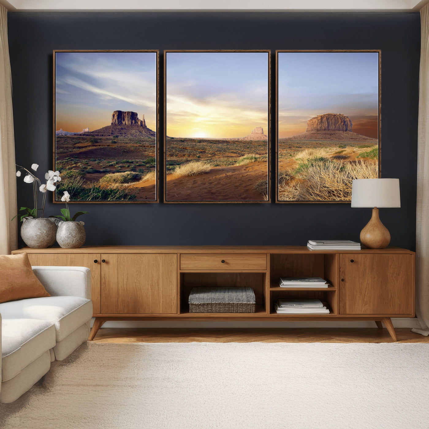 14901845-MGV-CV-36X24 - Monument Valley Desert Landscape Wall Art Canvas Print, Southwest Desert Rock Formation Canvas Print, Western Red Rock Panorama Art Printing