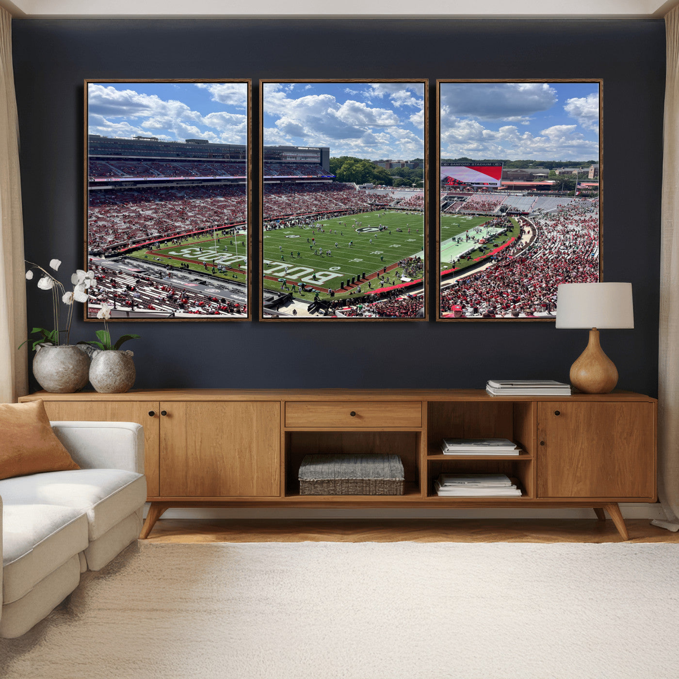 10665453-MGV-CV-36X24 - Georgia Bulldogs Stadium Wall Art Canvas Print, Sanford Stadium Football Field Panorama, College Football Game Day Wall Decor