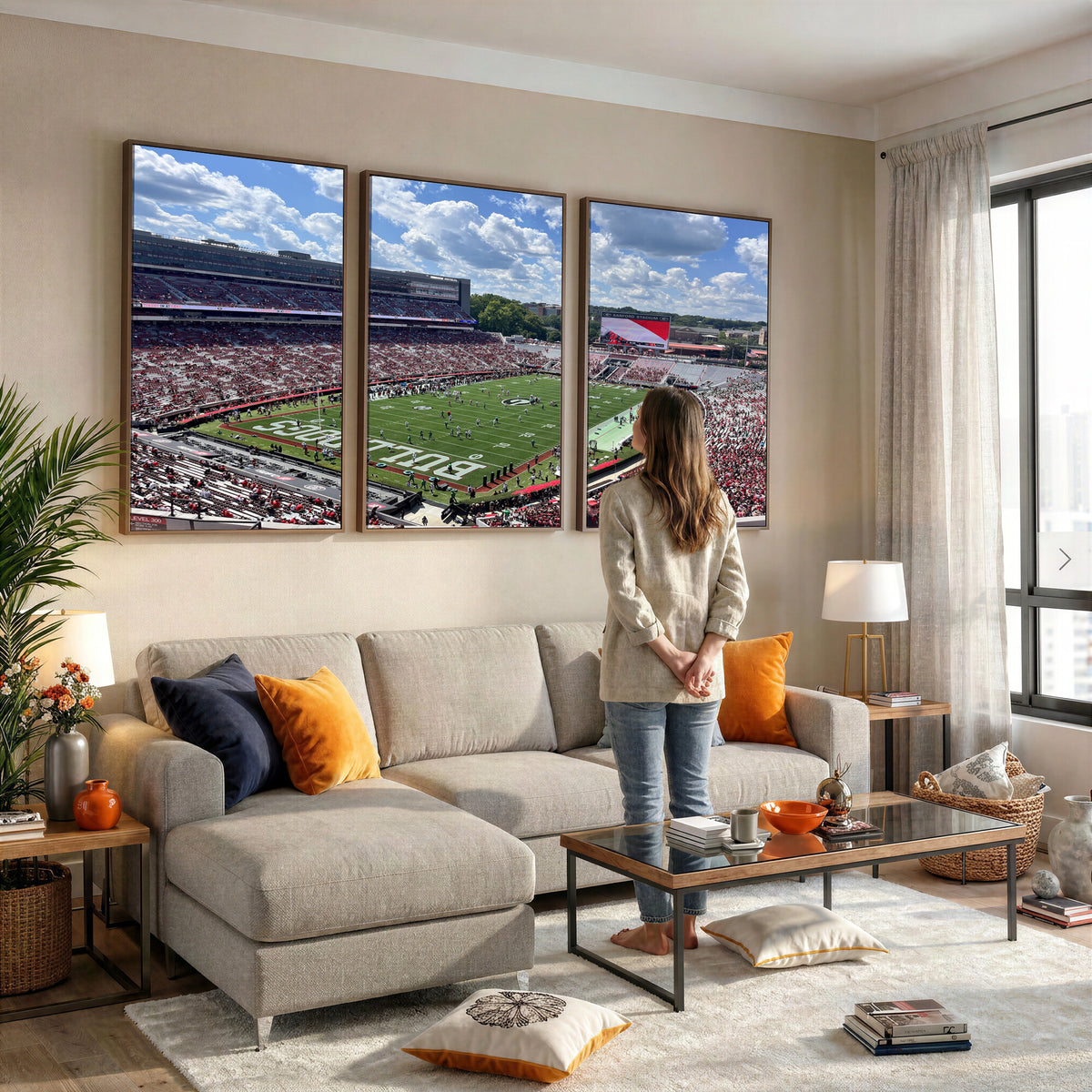 10665453-MGV-CV-36X24 - Georgia Bulldogs Stadium Wall Art Canvas Print, Sanford, Framed and Ready to Hang
