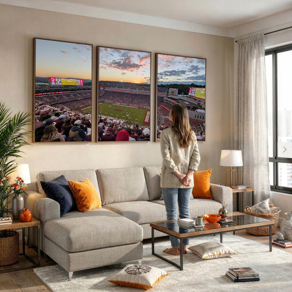 71837429-MGV-CV-36X24 - Donald W. Reynolds Razorback Stadium Wall Art Canvas Print – Arkansas Razorbacks Football Artwork for Home, Office, and Sports Room Decor