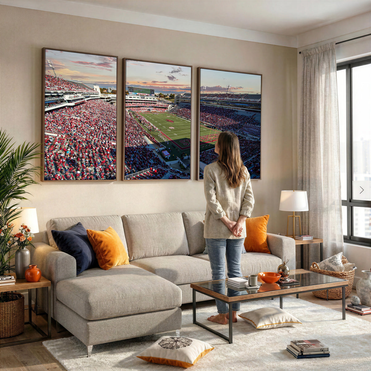 46571211-MGV-CV-36X24 - Donald W. Reynolds Razorback Stadium Wall Art Canvas Print – Arkansas Razorbacks Football Artwork for Home, Office, and Sports Room Decor