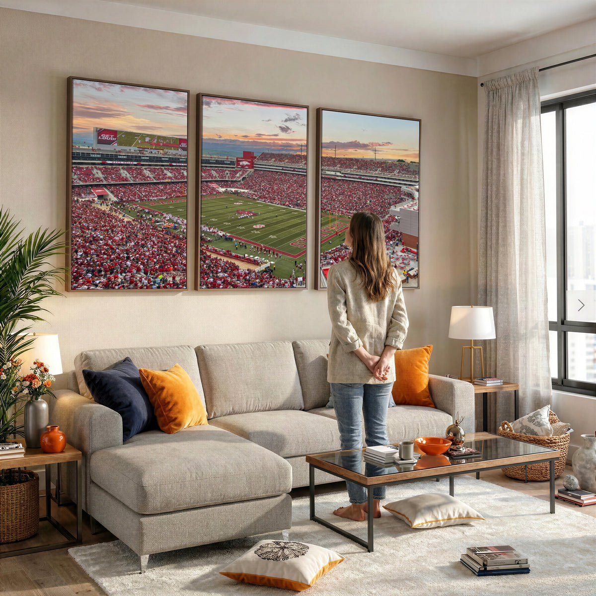 82233065-MGV-CV-36X24 - Donald W. Reynolds Razorback Stadium Wall Art Canvas Print – Arkansas Razorbacks Football Artwork for Home, Office, and Sports Room Decor