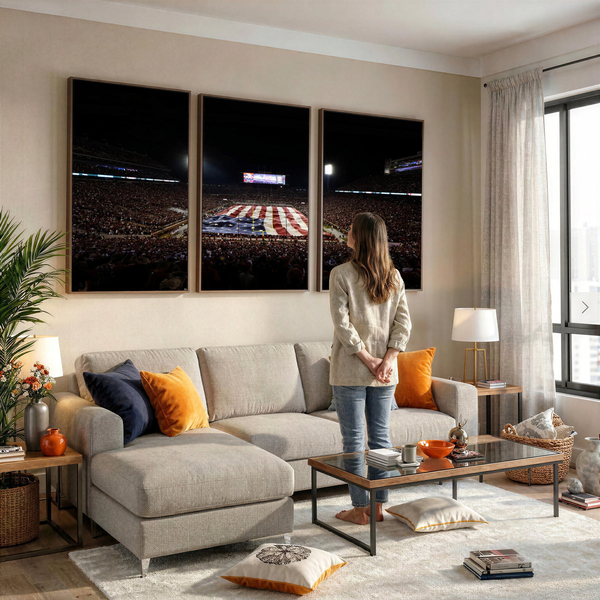 98418189-MGV-CV-36X24 - Oklahoma Memorial Stadium Wall Art Canvas Print – Oklahoma Sooners Football Artwork for Home, Office, and Sports Room Decor