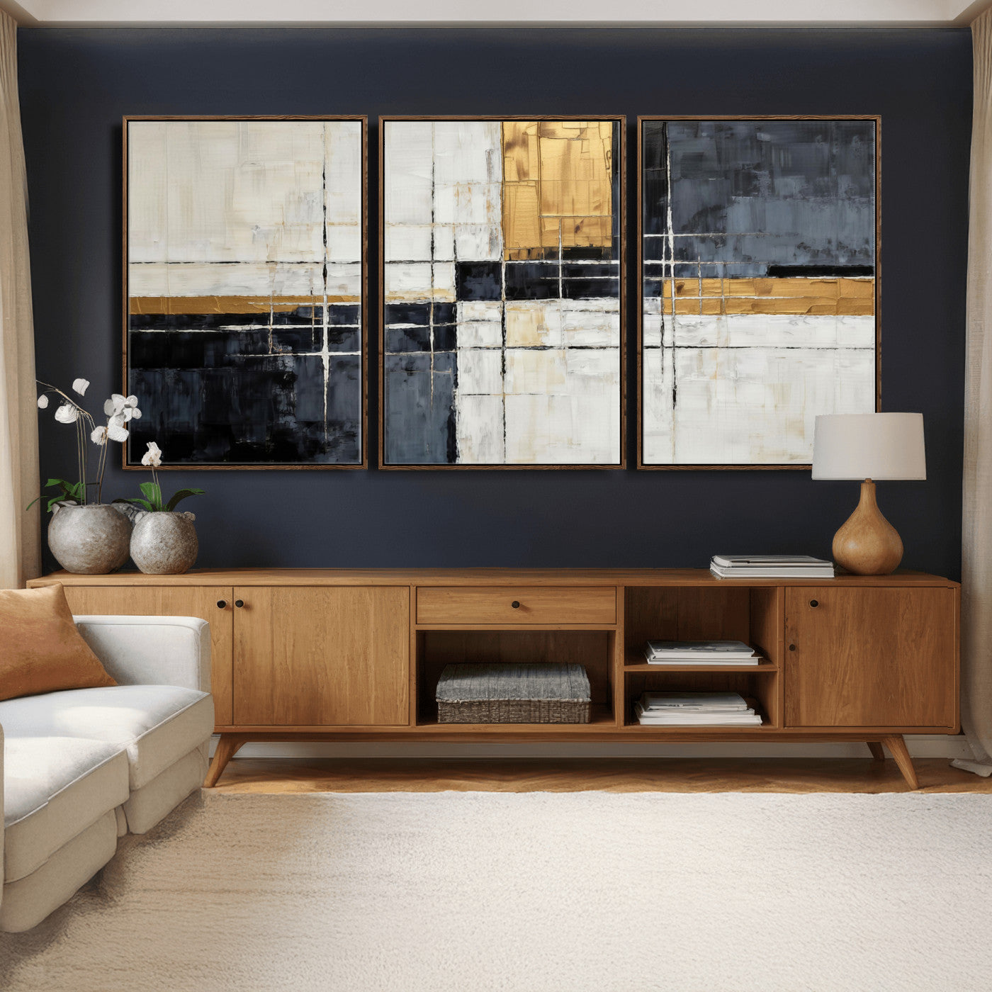 78975677-MGV-CV-36X24 - Gold Abstract Wall Art Canvas Print, Modern Luxury Geometric Painting Wall Decor for Living Room and Office