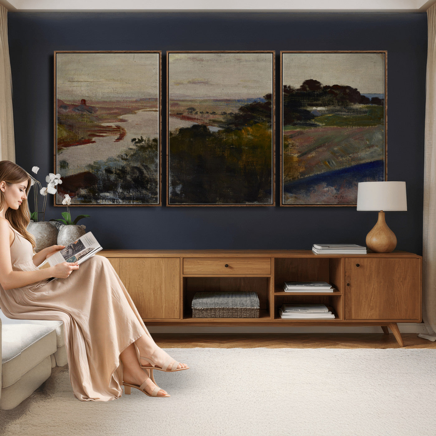 55507874-MGV-CV-36X24 - Jacek Malczewski Landscape at the Vistula Wall Art Canvas Print