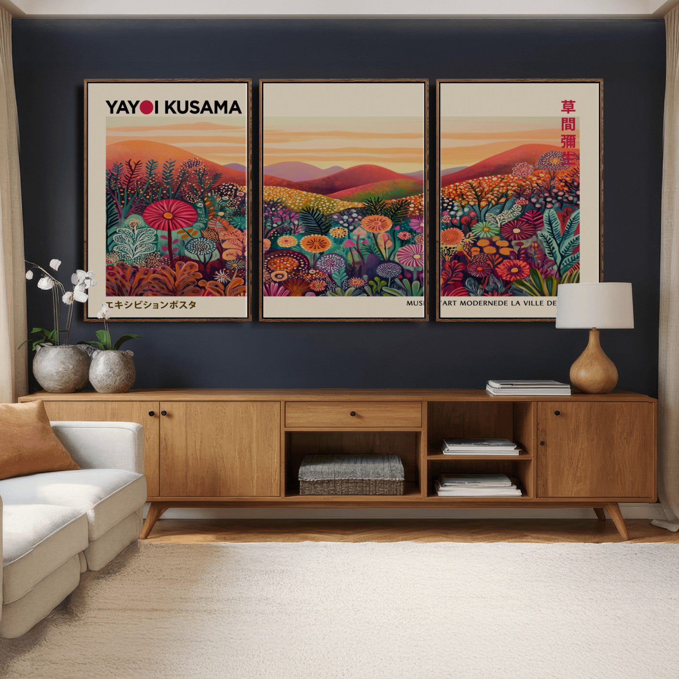 536X9-MGV-CV-36X24 - Yayoi Kusama Colorful Landscape Wall Art Canvas Print – Japanese Contemporary Exhibition Poster Artwork Print