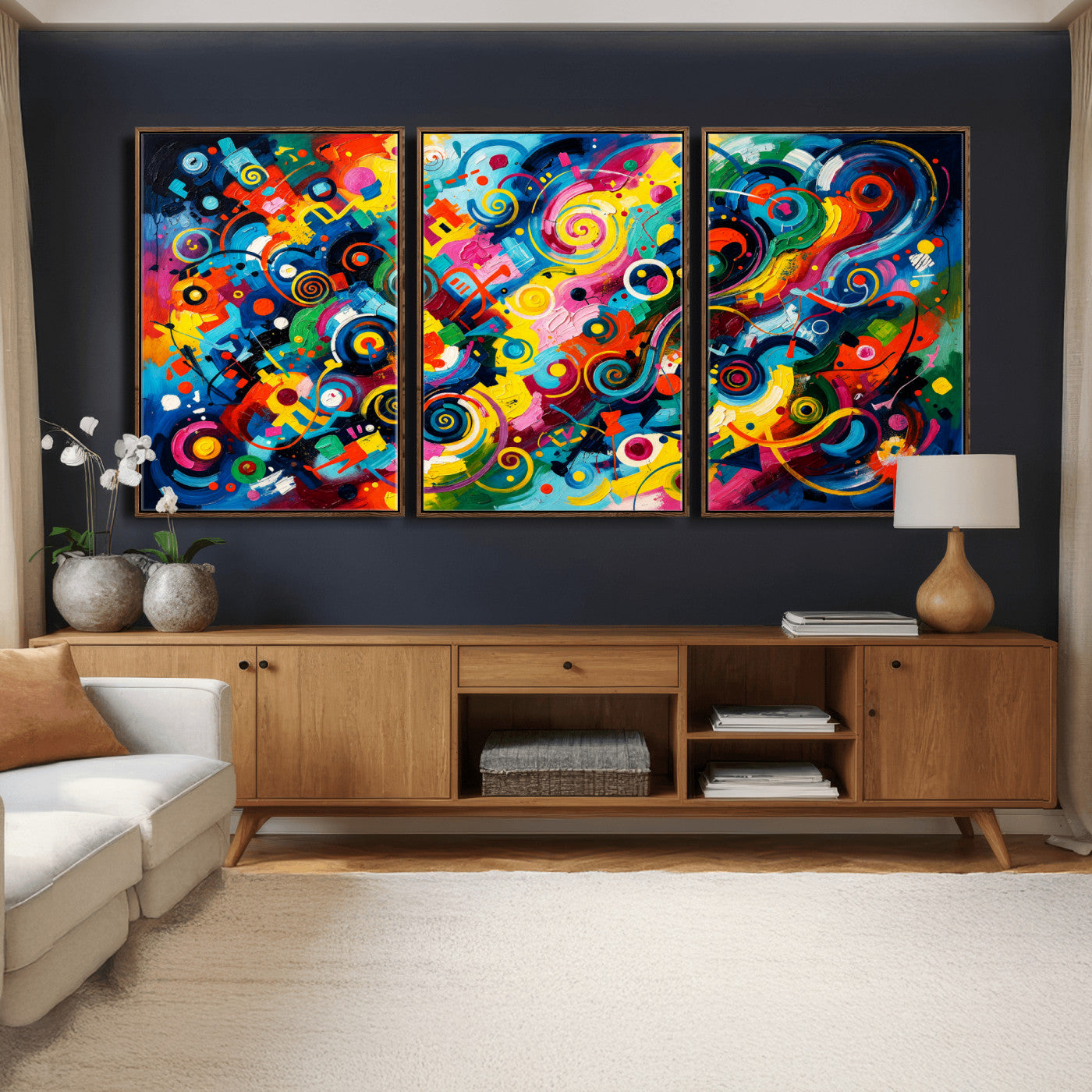 4712069R1-MGV-CV-36X24 - Geometric Abstract Wall Art Canvas Print, Bold Color Abstract Expressionist Painting Print, Modern Geometric Abstract Canvas Art