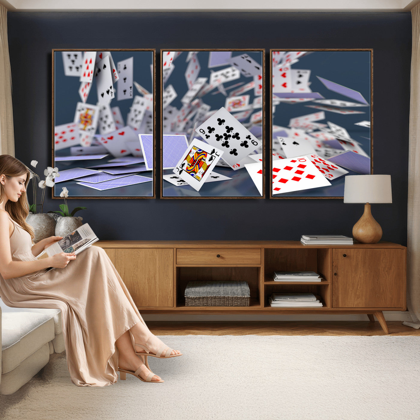 66392185-MGV-CV-36X24 - Playing Cards Canvas Wall Art | Casino Game Room Decor, Poker Decor Art