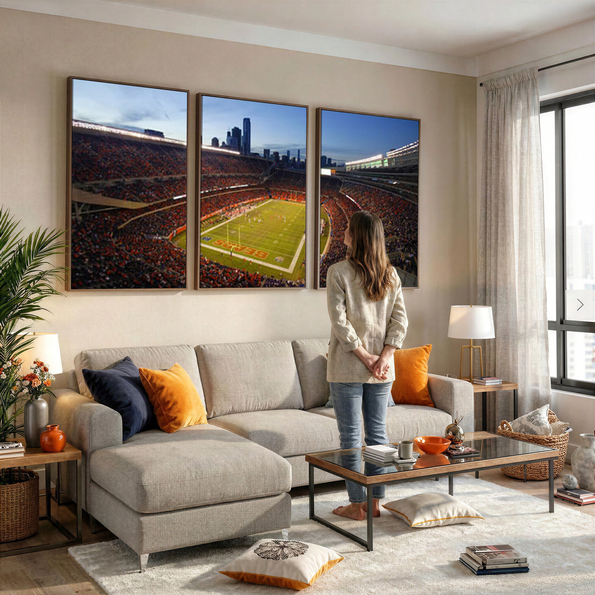 50691720-MGV-CV-36X24 - Chicago Bears Soldier Field Canvas Wall Art, NFL Stadium Panorama Print, Football Arena Photography for Sports Fans