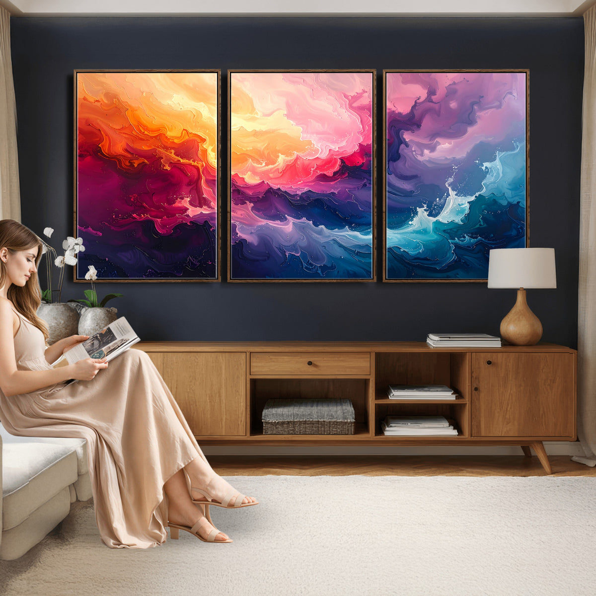 16157633-MGV-CV-36X24 - Large Colorful Abstract Canvas Wall Art Print, Vibrant Popup Color Art Print