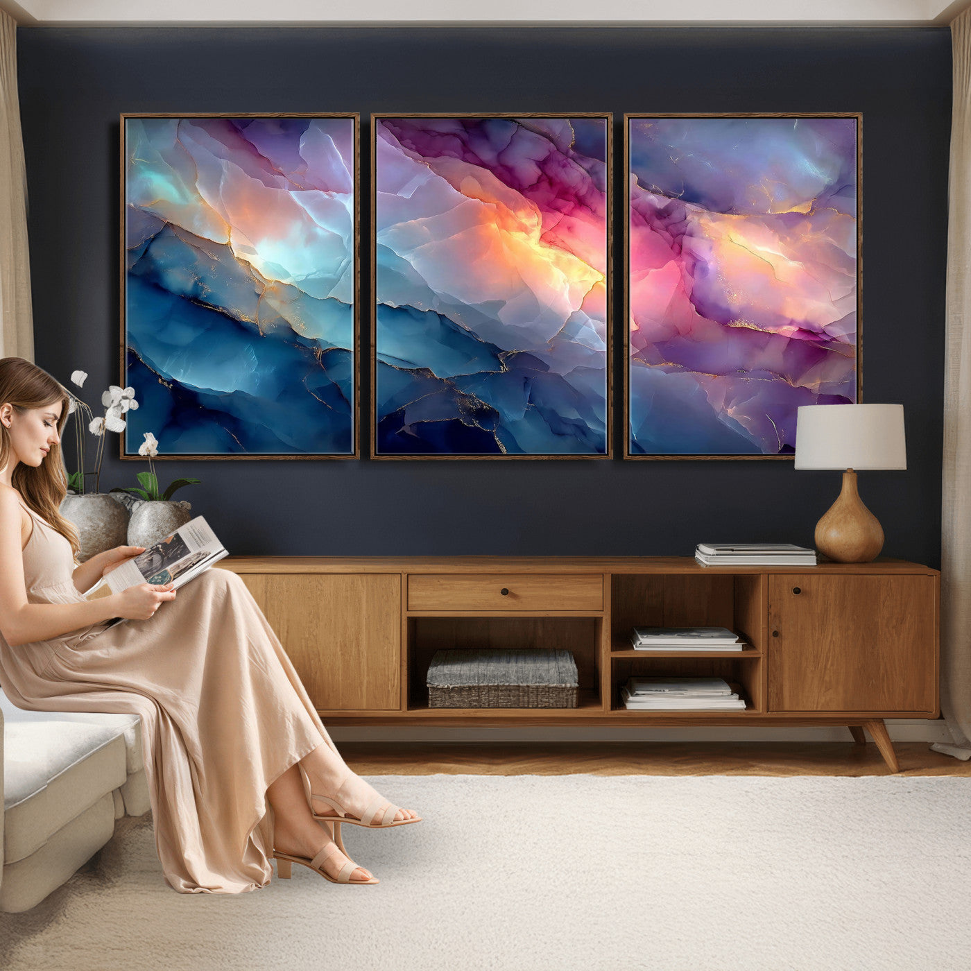 28163849-MGV-CV-36X24 - Colorful Abstract Canvas Wall Art Print, Vibrant Popup Color Art Print