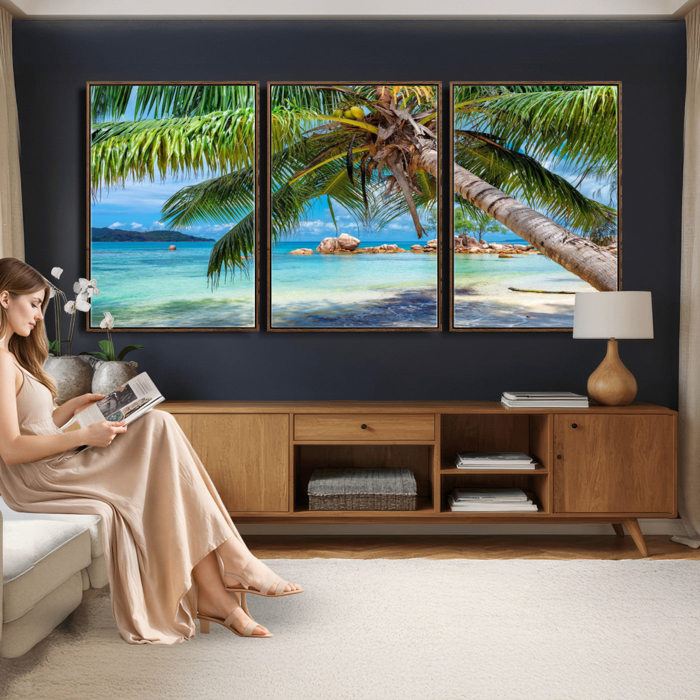 86824715-MGV-CV-36X24 - Seychelles Beach Canvas Wall Art - Anse Volbert Praslin Island Print