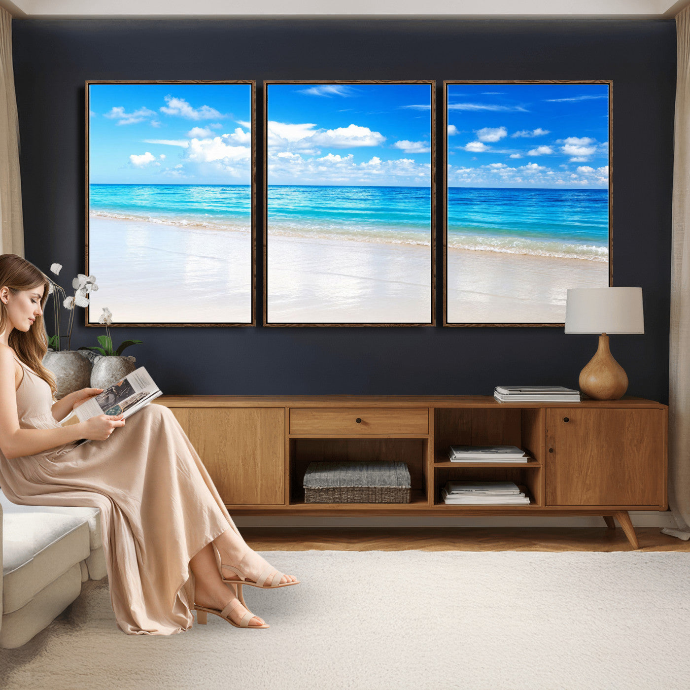 67491909-MGV-CV-36X24 - Tropical Beach Ocean Wall Art Canvas Print for Home Decor