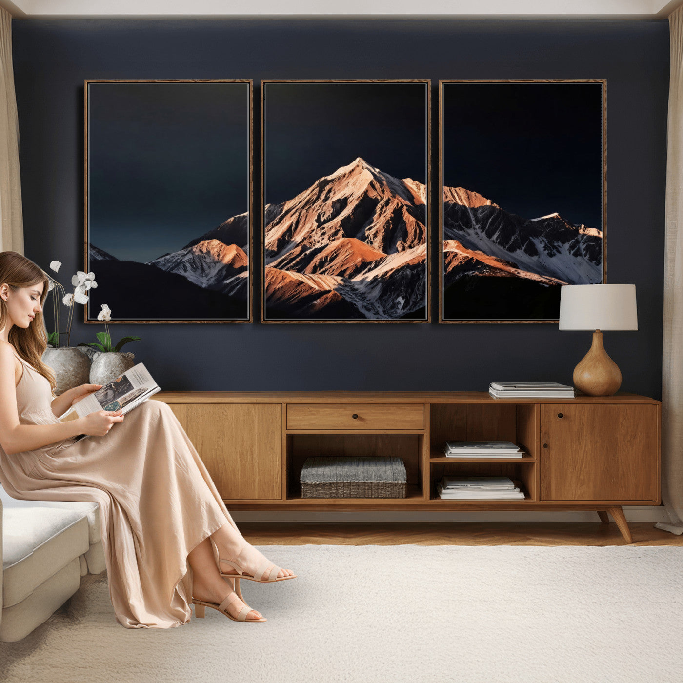 10196184-MGV-CV-36X24 - Snow Mountain Wall Art Canvas Print for Living Room Decor